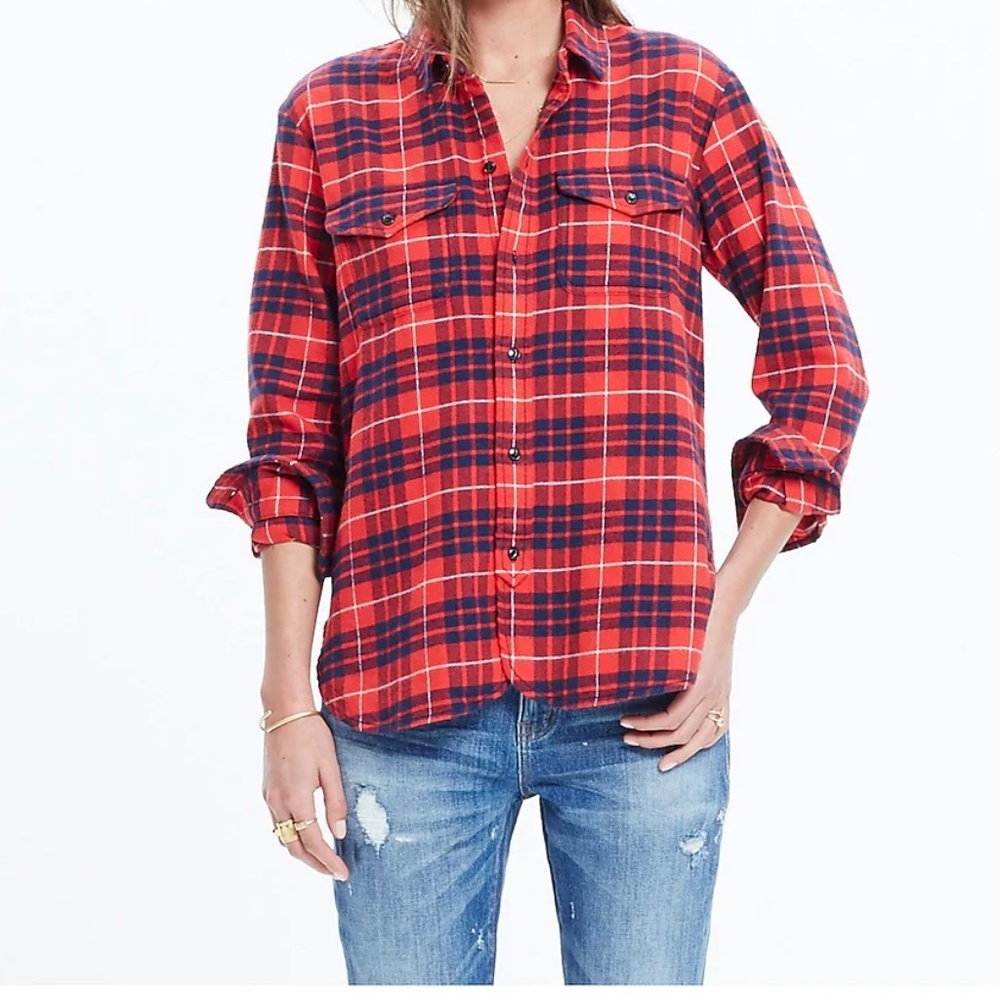 Madewell Flannel Cargo Workshirt in Altamira Plaid